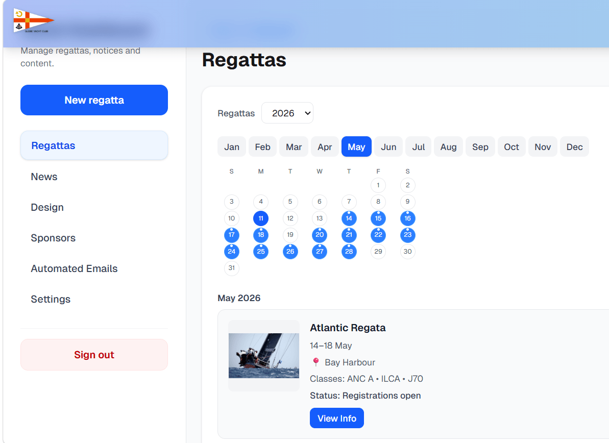 SailScore dashboard preview